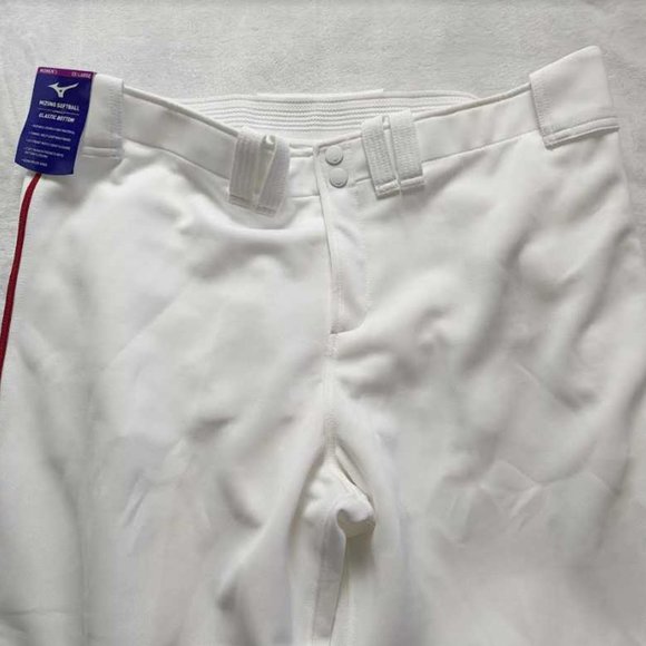 New women's XXL Mizuno Select belted piped fastpitch softball pant in white - Picture 3 of 8